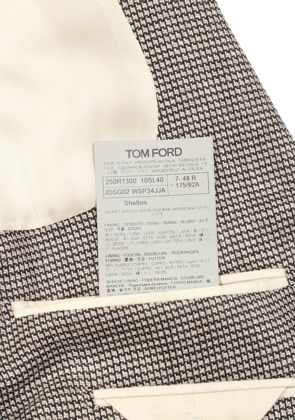 TOM FORD Shelton Checked Black White Sport Coat Size 48 / 38R U.S.
