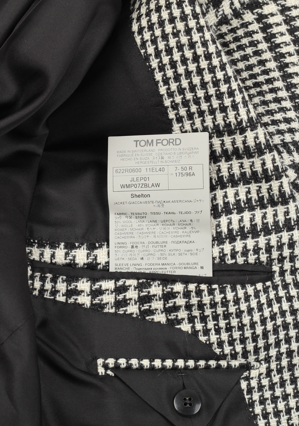TOM FORD Shelton Checked Black White Sport Coat Size 50 / 40R U.S.