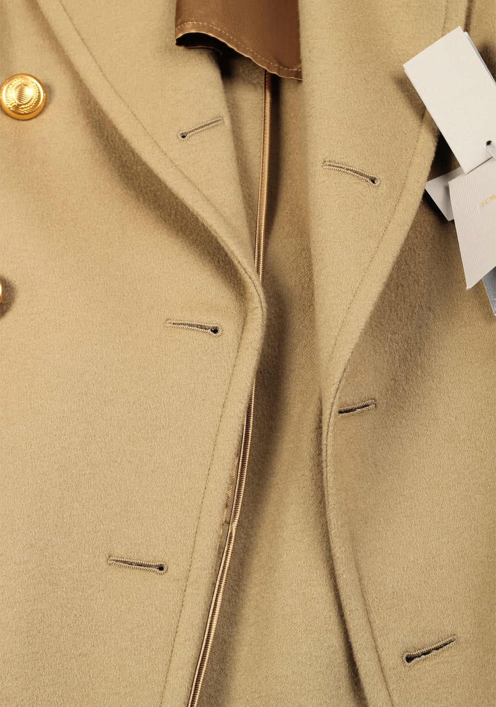 TOM FORD Camel Cashmere Double Breasted Coat Size 48 / 38R U.S.