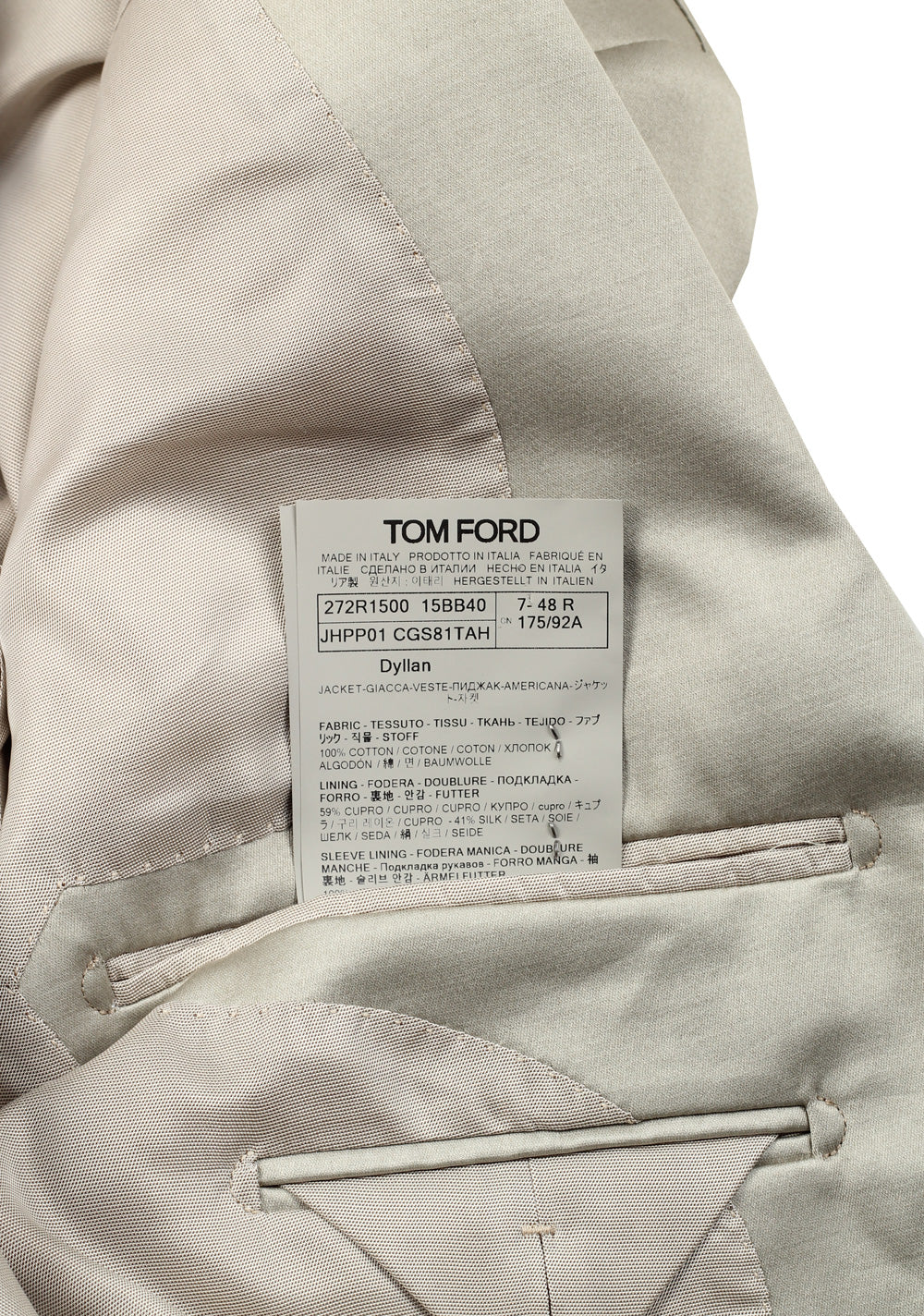 TOM FORD Dyllan Solid Grayish Taupe Sport Coat Size 48 / 38R U.S.