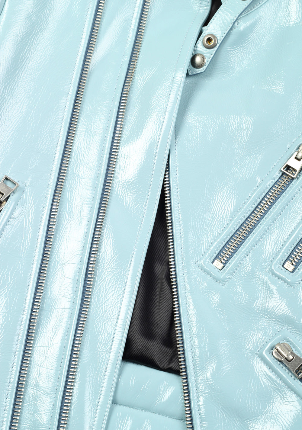 TOM FORD Tiffany Blue Biker Leather Jacket Coat Size 48 / 38R U.S. Outerwear