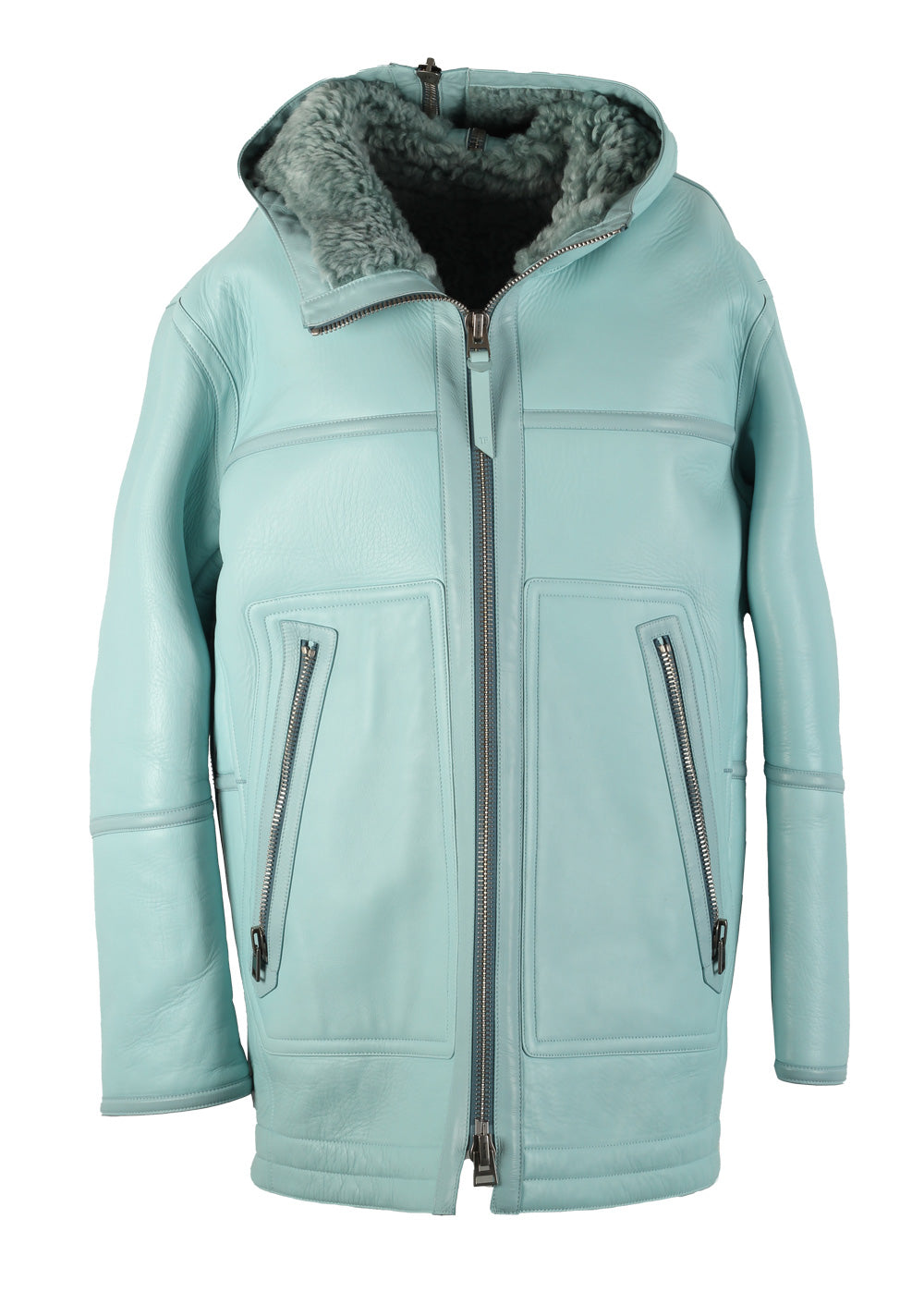 TOM FORD Tiffany Blue Shearling Jacket Coat Size 58 / 48R U.S.
