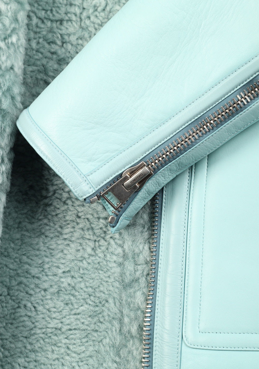 TOM FORD Tiffany Blue Shearling Jacket Coat Size 58 / 48R U.S.