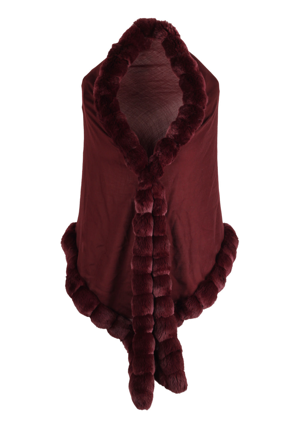 Loro Piana Burgundy Chinchilla Cashmere Fur Trimmed Scarf Stole