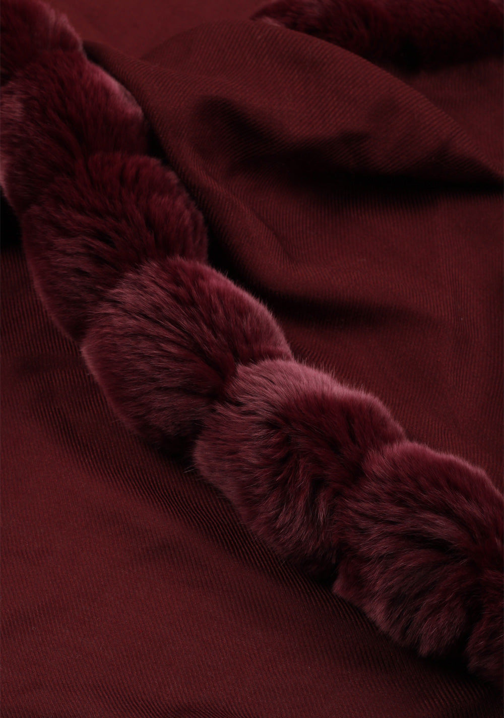 Loro Piana Burgundy Chinchilla Cashmere Fur Trimmed Scarf Stole