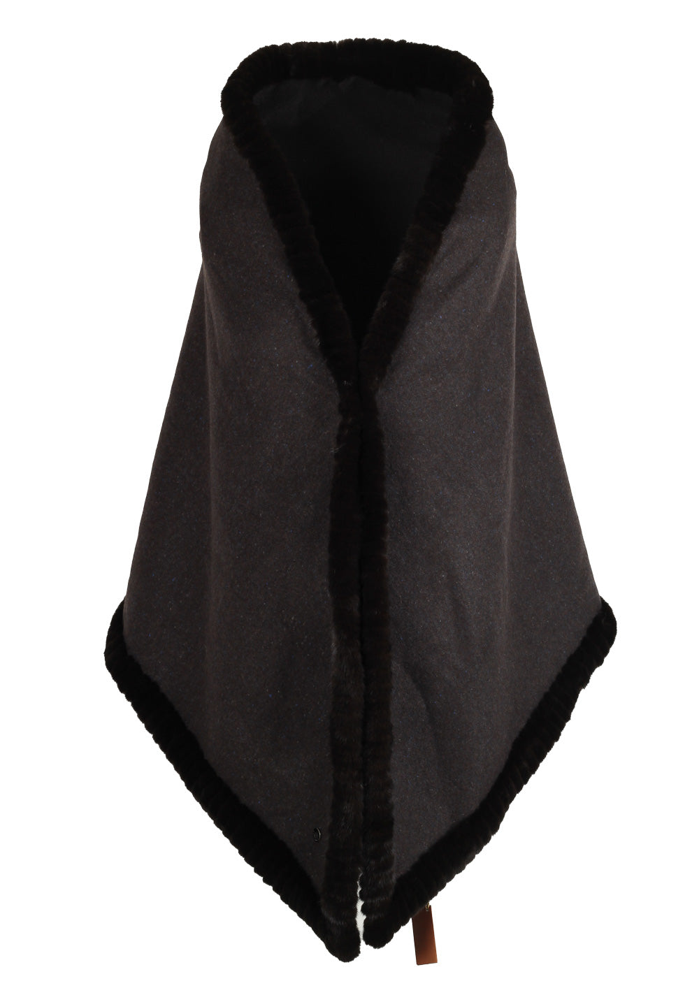 Loro Piana Black Chinchilla Cashmere Fur Trimmed Scarf Stole
