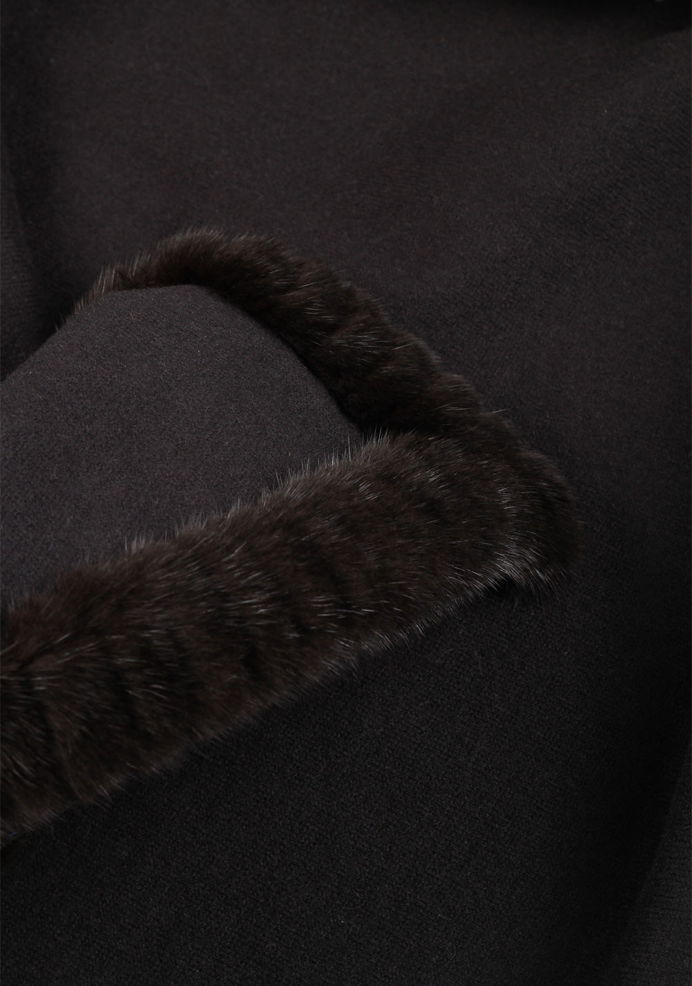 Loro Piana Black Chinchilla Cashmere Fur Trimmed Scarf Stole