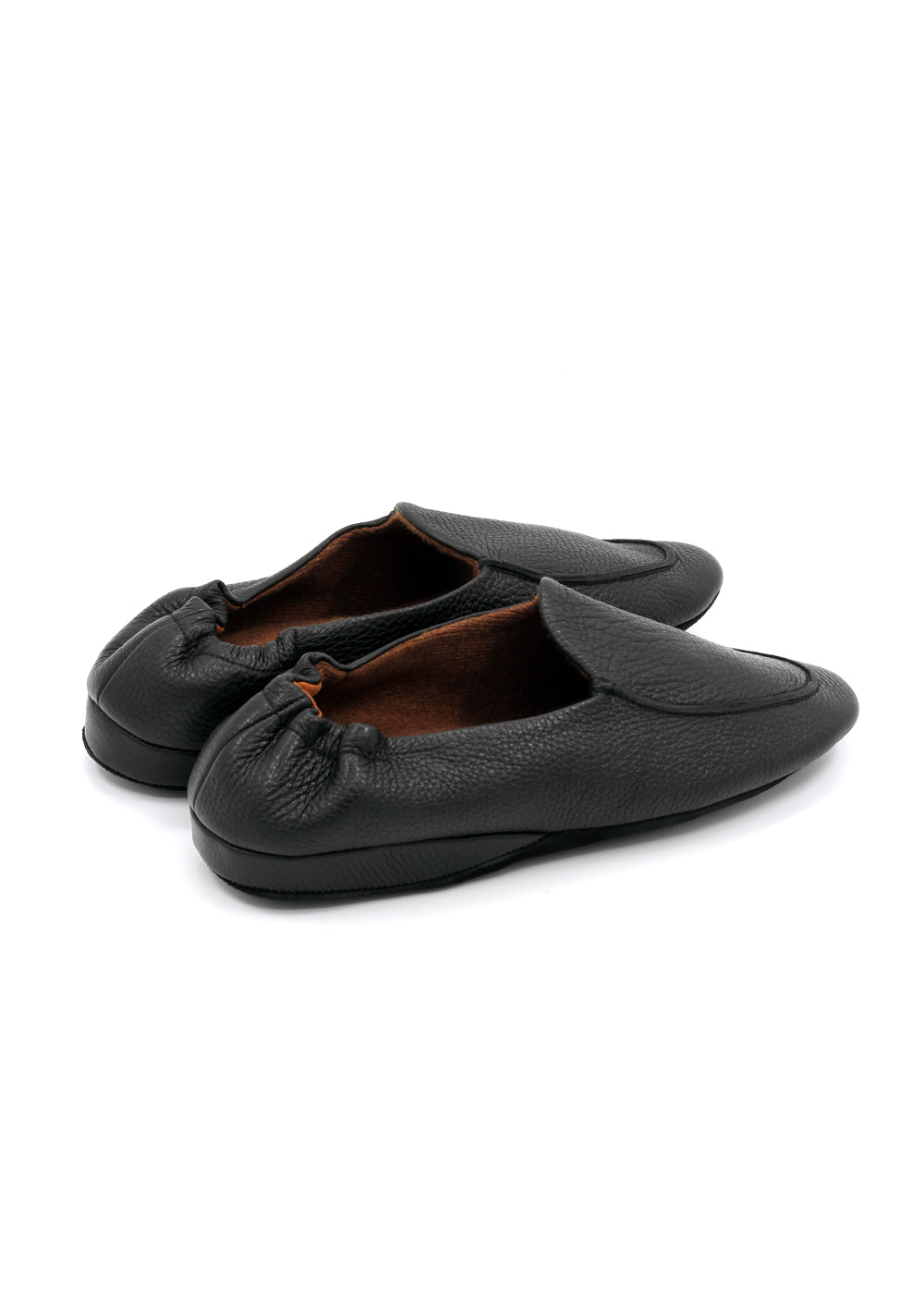 ZEGNA Leather Cashmere Black House Slippers