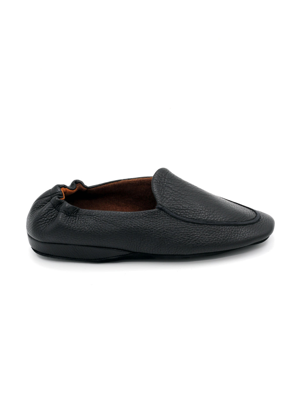 ZEGNA Leather Cashmere Black House Slippers