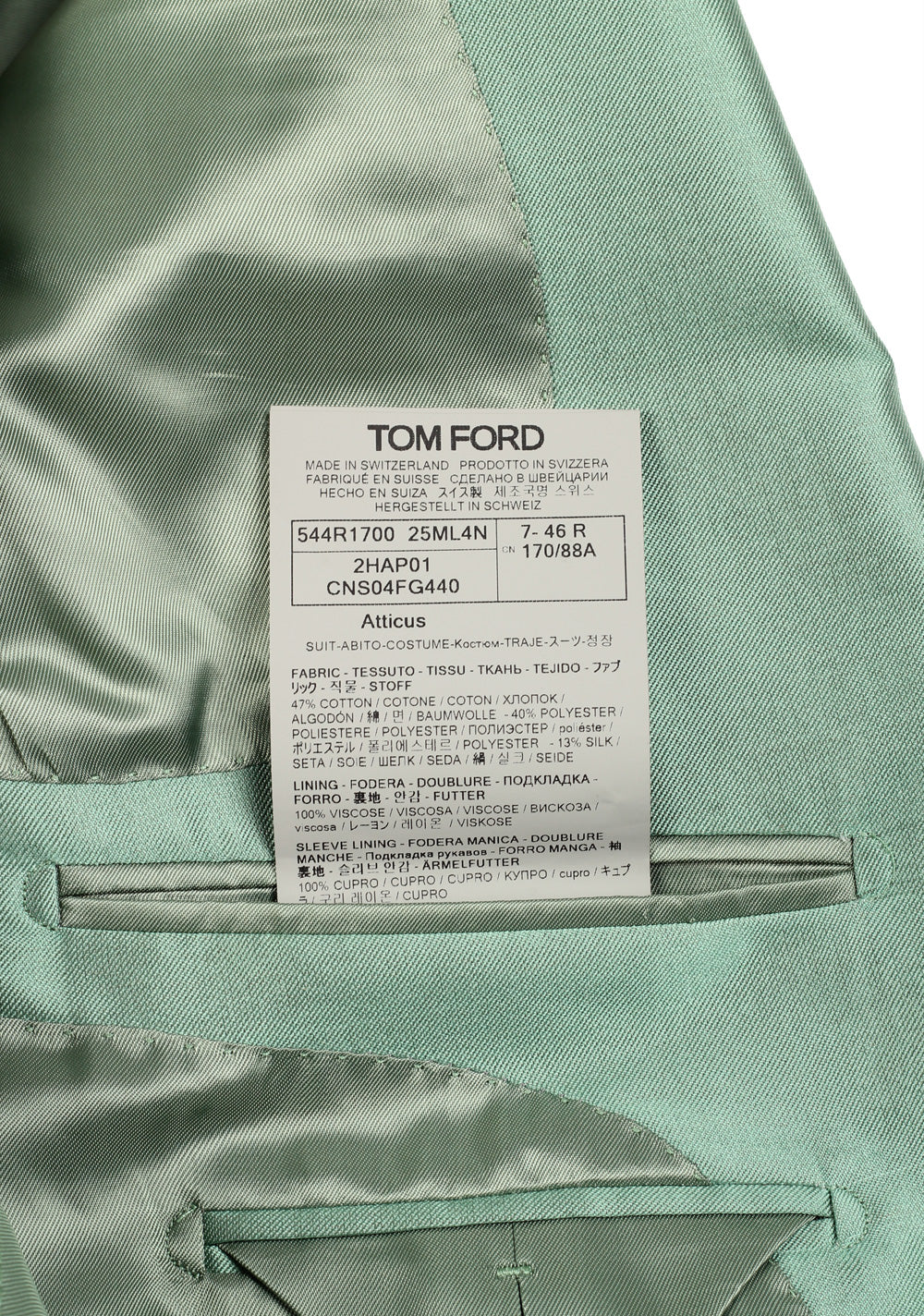 TOM FORD Mint Green Atticus Suit