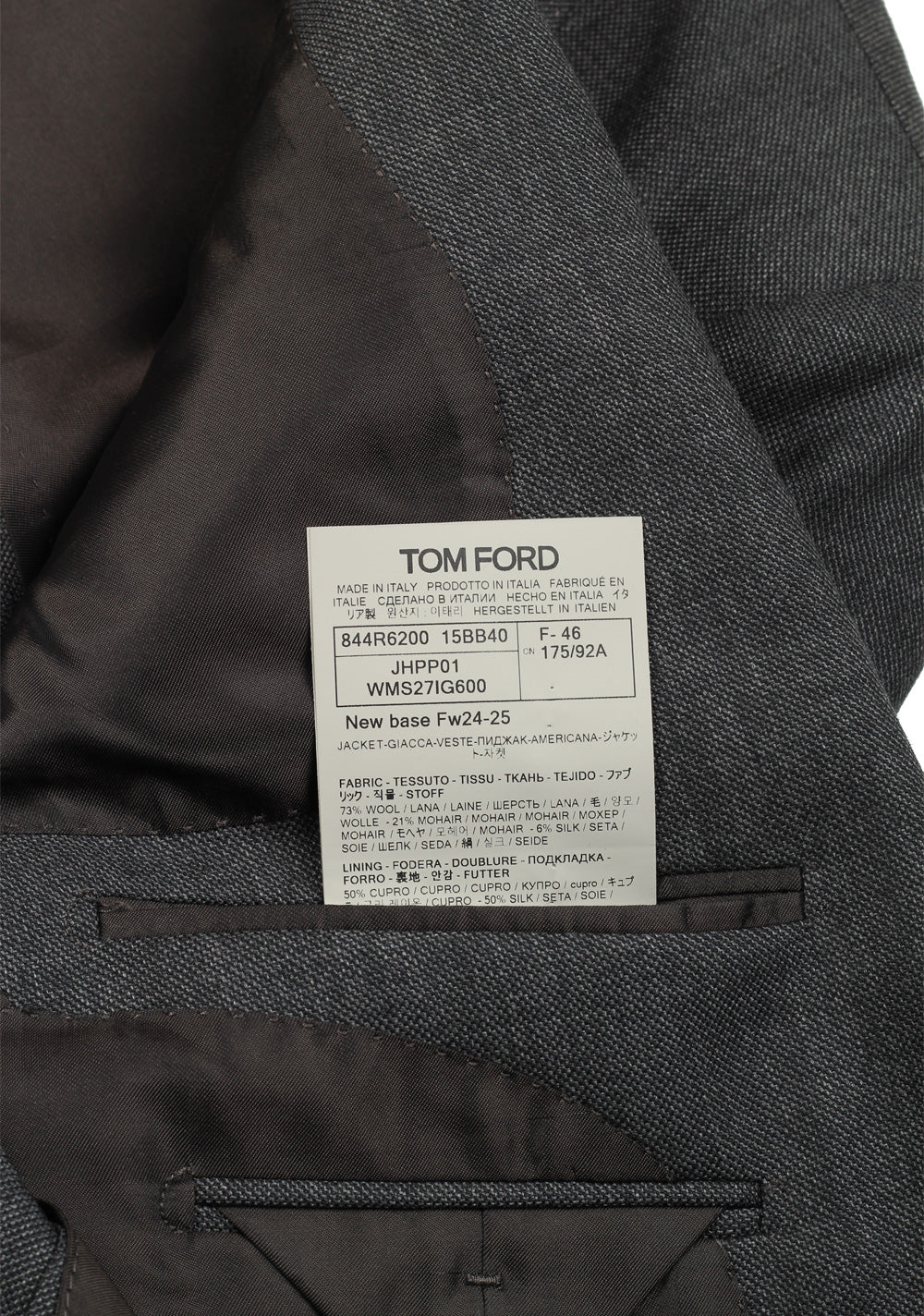 TOM FORD Dyllan Gray Sport Coat Size 46 / 36R U.S.
