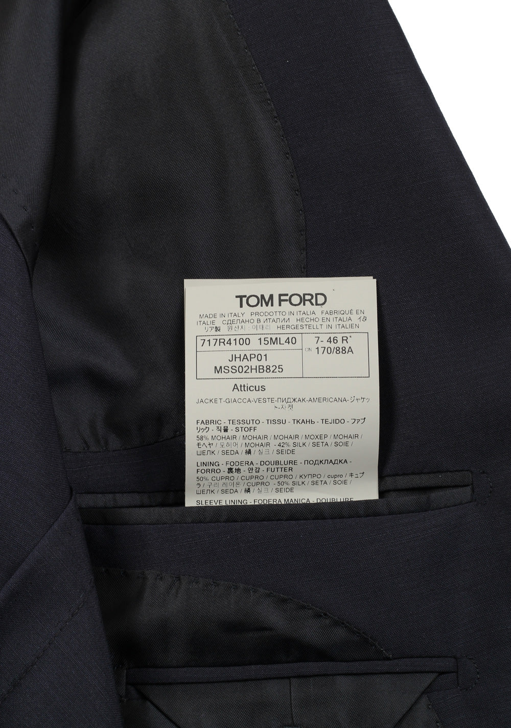 TOM FORD Atticus Blue Sport Coat Size 46 / 36R U.S.