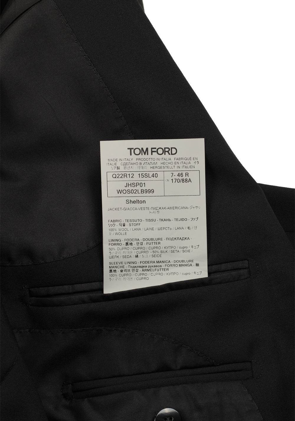 TOM FORD Shelton Black Solid Sport Coat Size 46 / 36R U.S.