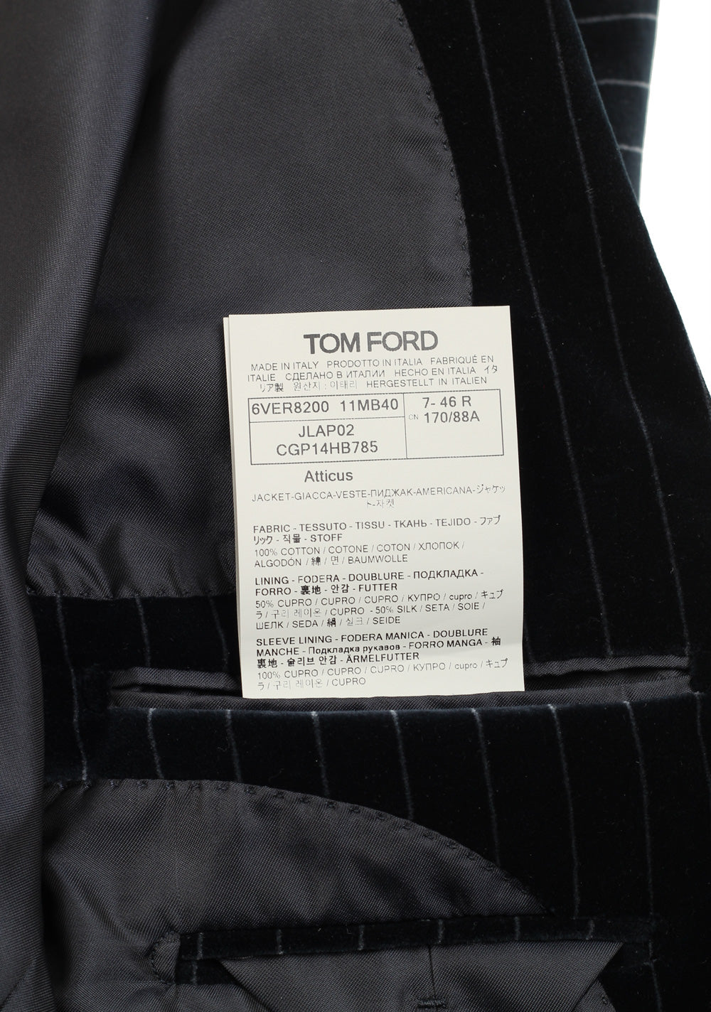 TOM FORD Atticus Blue Striped Sport Coat Size 46 / 36R U.S.