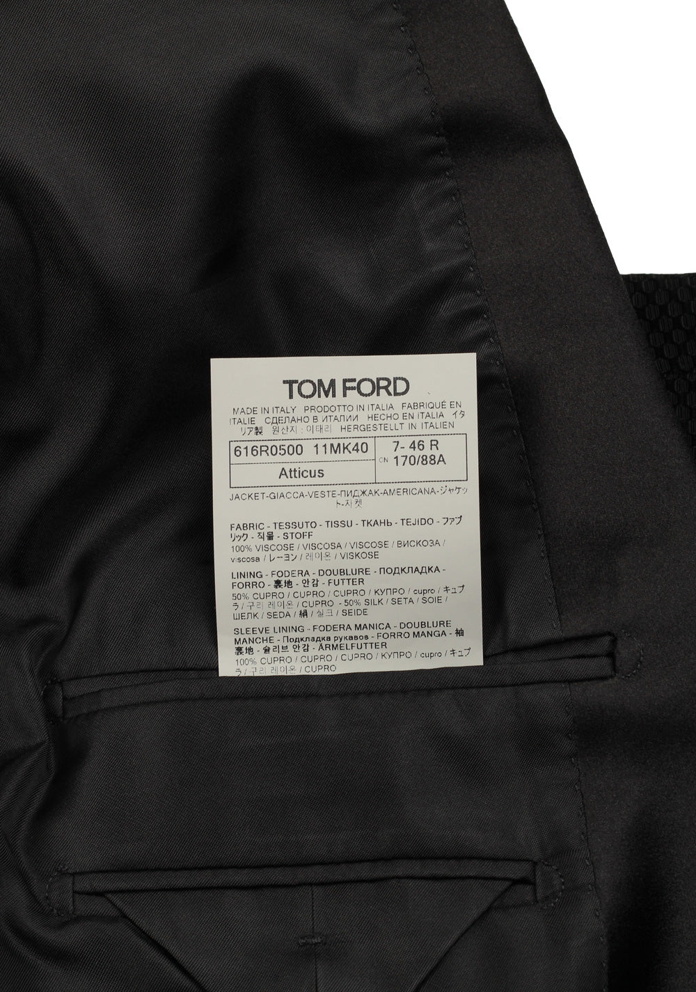 TOM FORD Atticus Black Sport Coat Tuxedo Dinner Jacket Size 46 / 36R U.S.