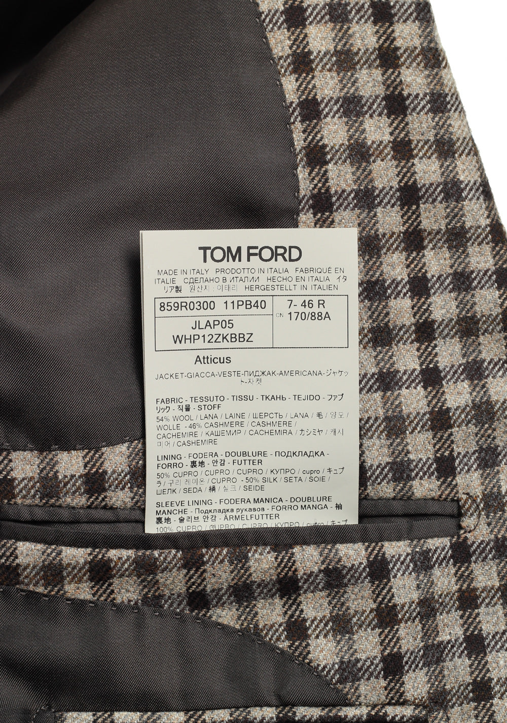 TOM FORD Atticus Light Gray Checked Sport Coat Size 46 / 36R U.S.