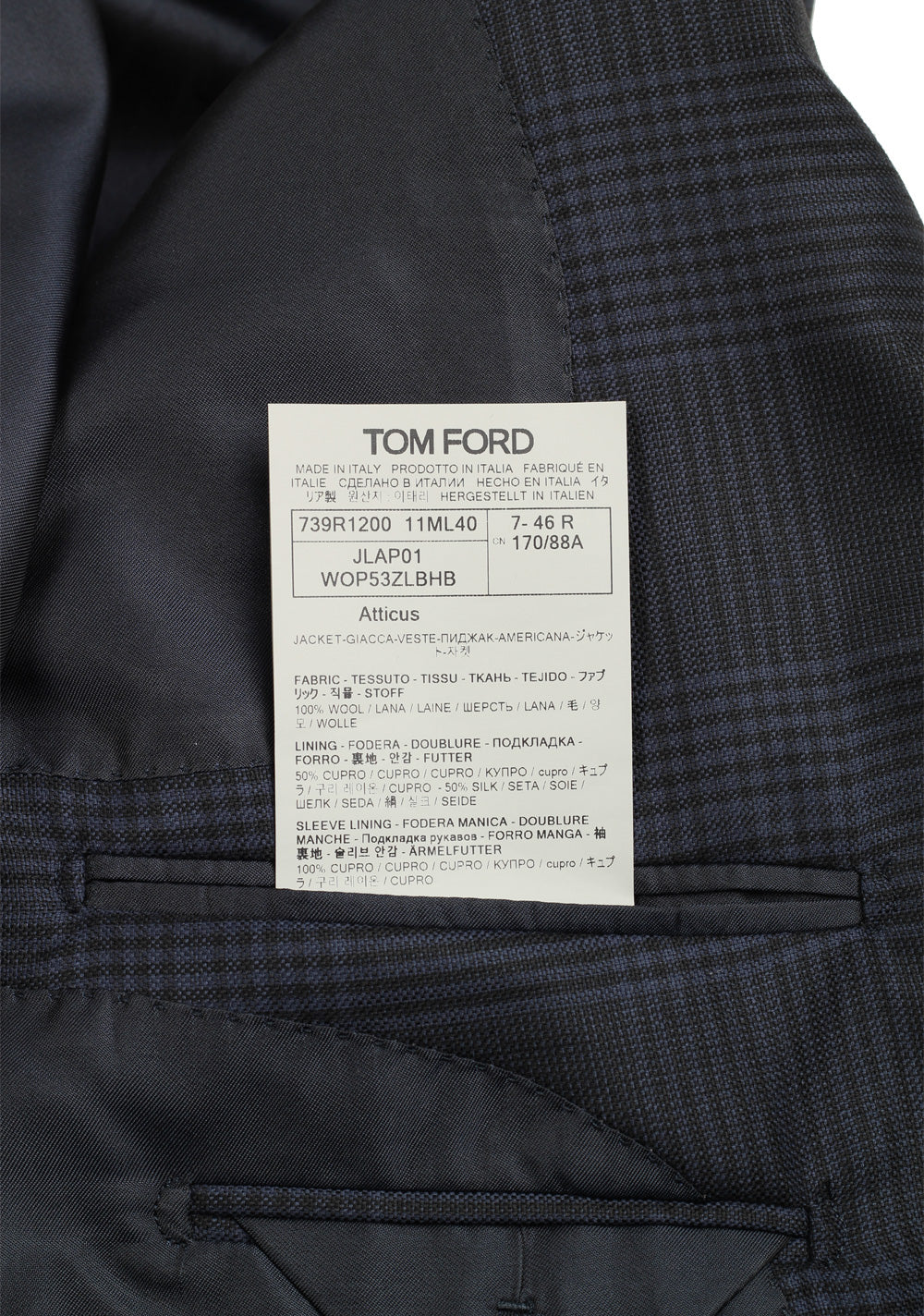 TOM FORD Atticus Blue Checked Sport Coat Size 46 / 36R U.S.