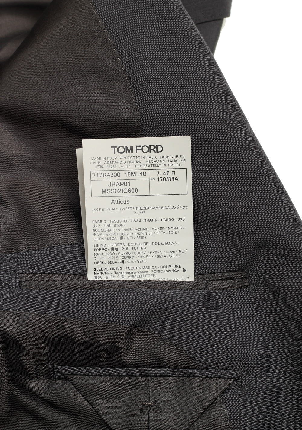 TOM FORD Atticus Gray Sport Coat Size 46 / 36R U.S.