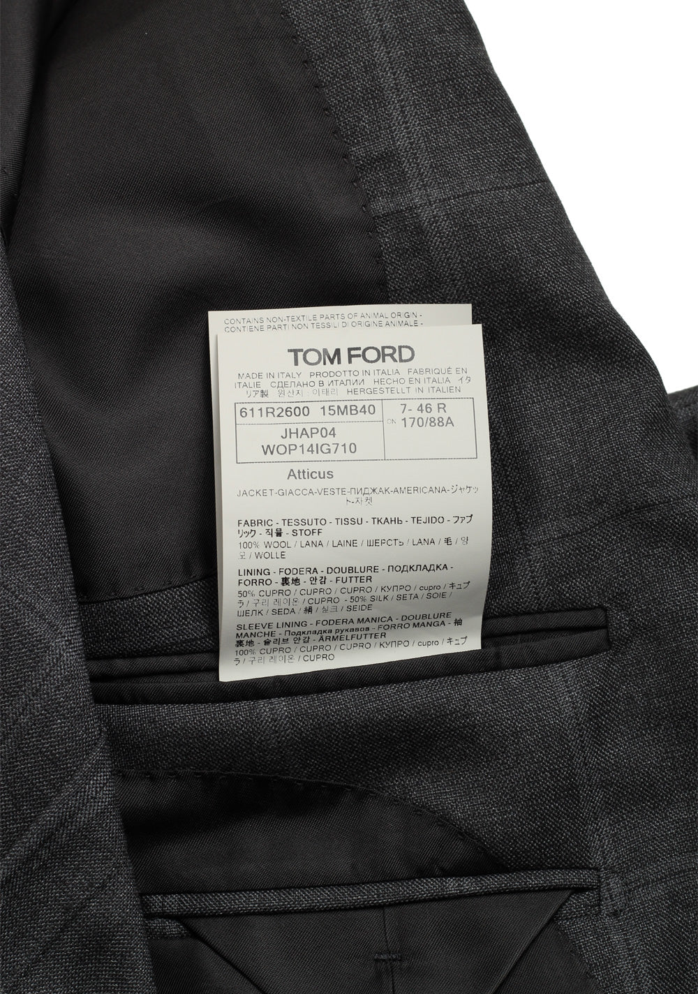 TOM FORD Atticus Gray Checked Sport Coat Size 46 / 36R U.S.