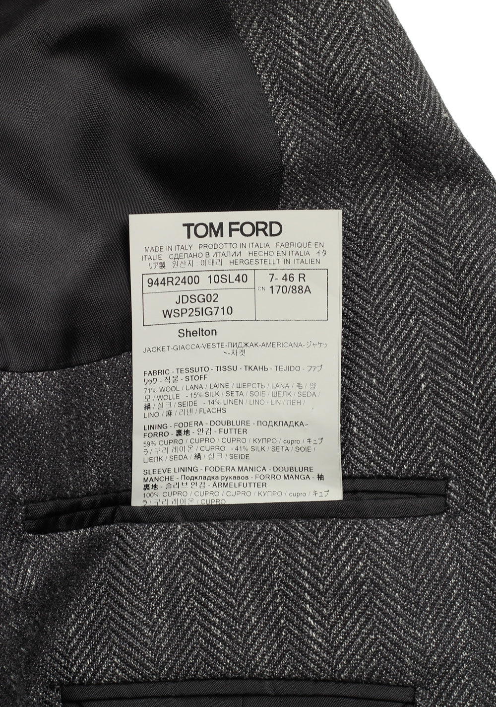 TOM FORD Shelton Gray Patterned Sport Coat Size 46 / 36R U.S.
