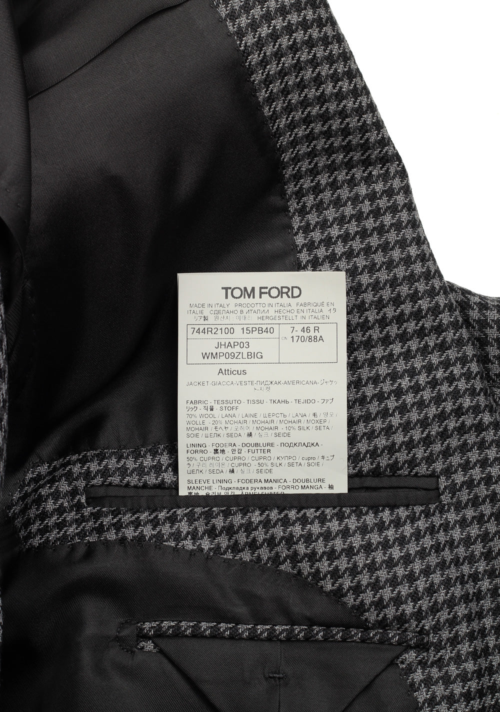 TOM FORD Atticus Gray Patterned Sport Coat Size 46 / 36R U.S.