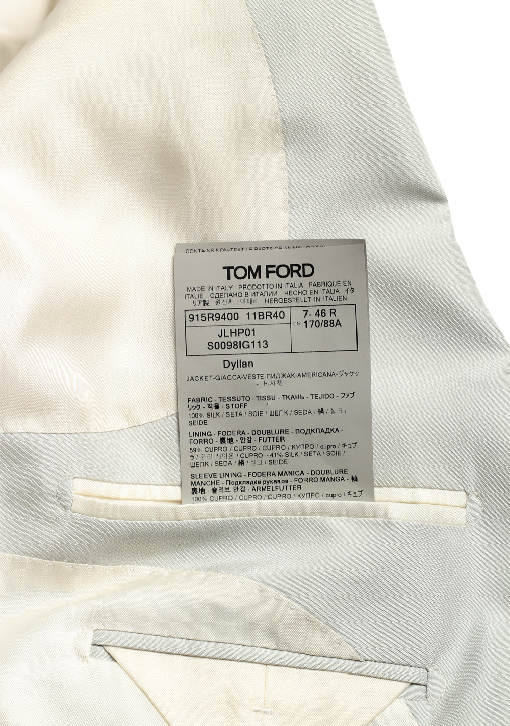 TOM FORD Dyllan Off White Suit Size 46 / 36R U.S.