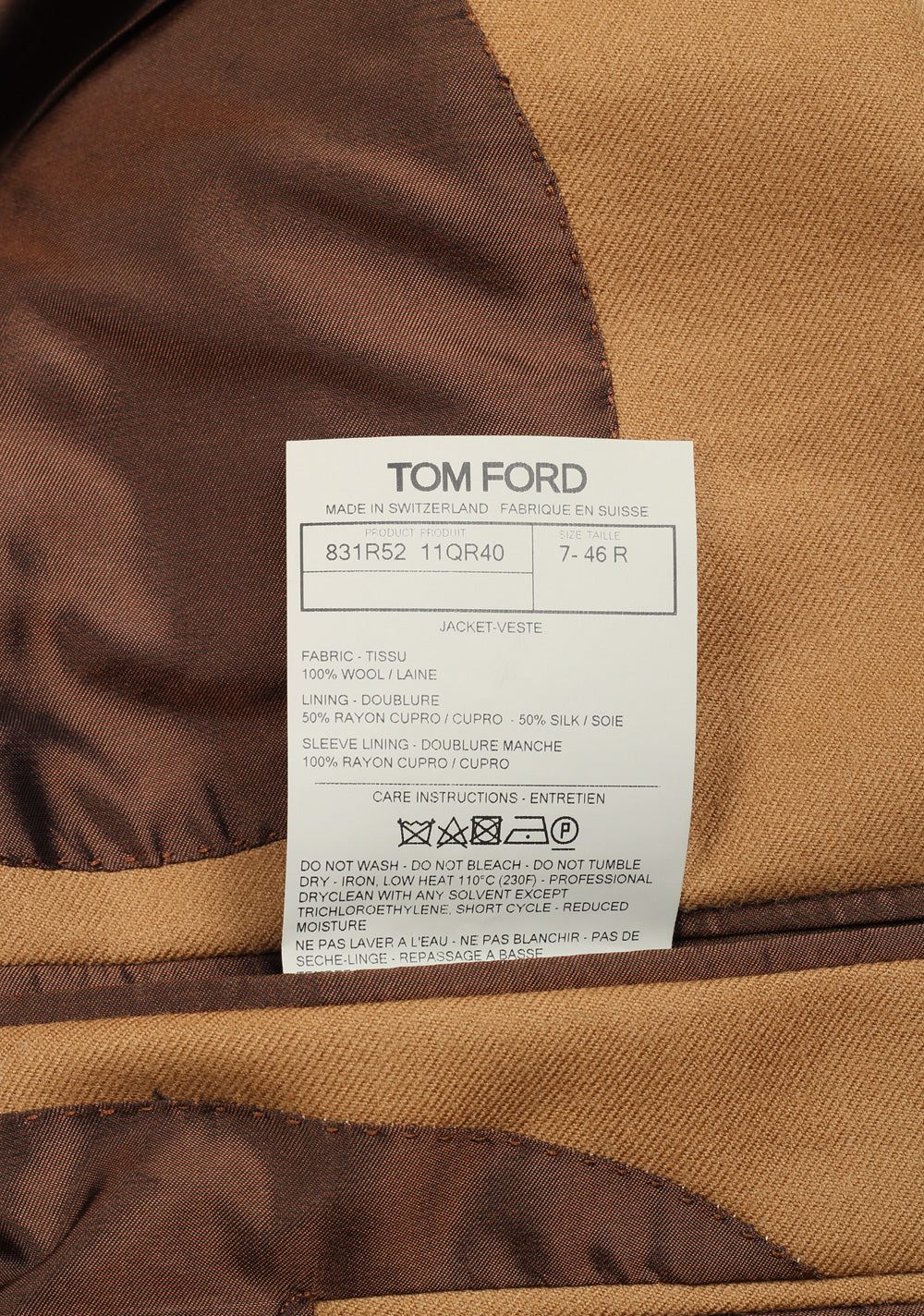 TOM FORD Atticus Brown Suit Size 46 / 36R U.S.