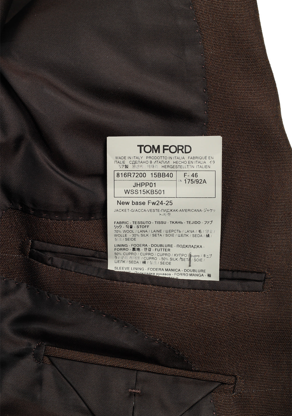 TOM FORD Cooper Brown Suit Size 46 / 36R U.S.