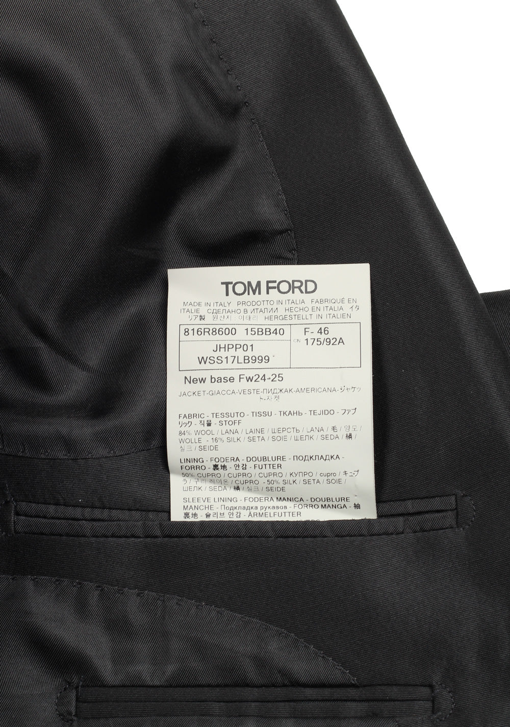 TOM FORD Atticus Black Sport Coat Size 46 / 36R U.S.