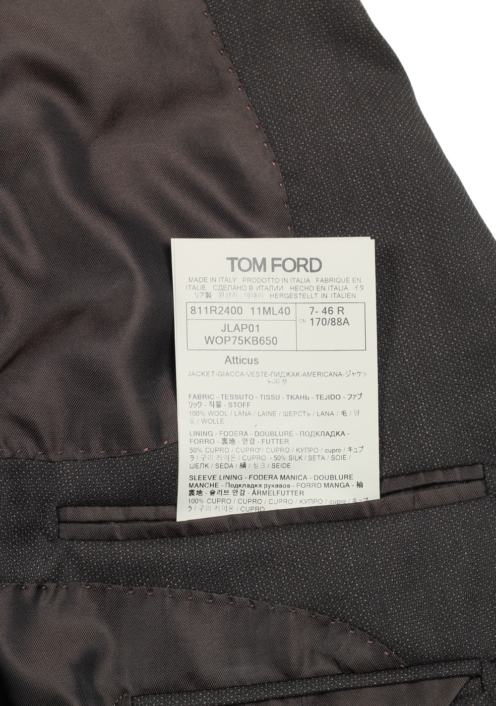 TOM FORD Atticus Black Sport Coat Size 46 / 36R U.S.