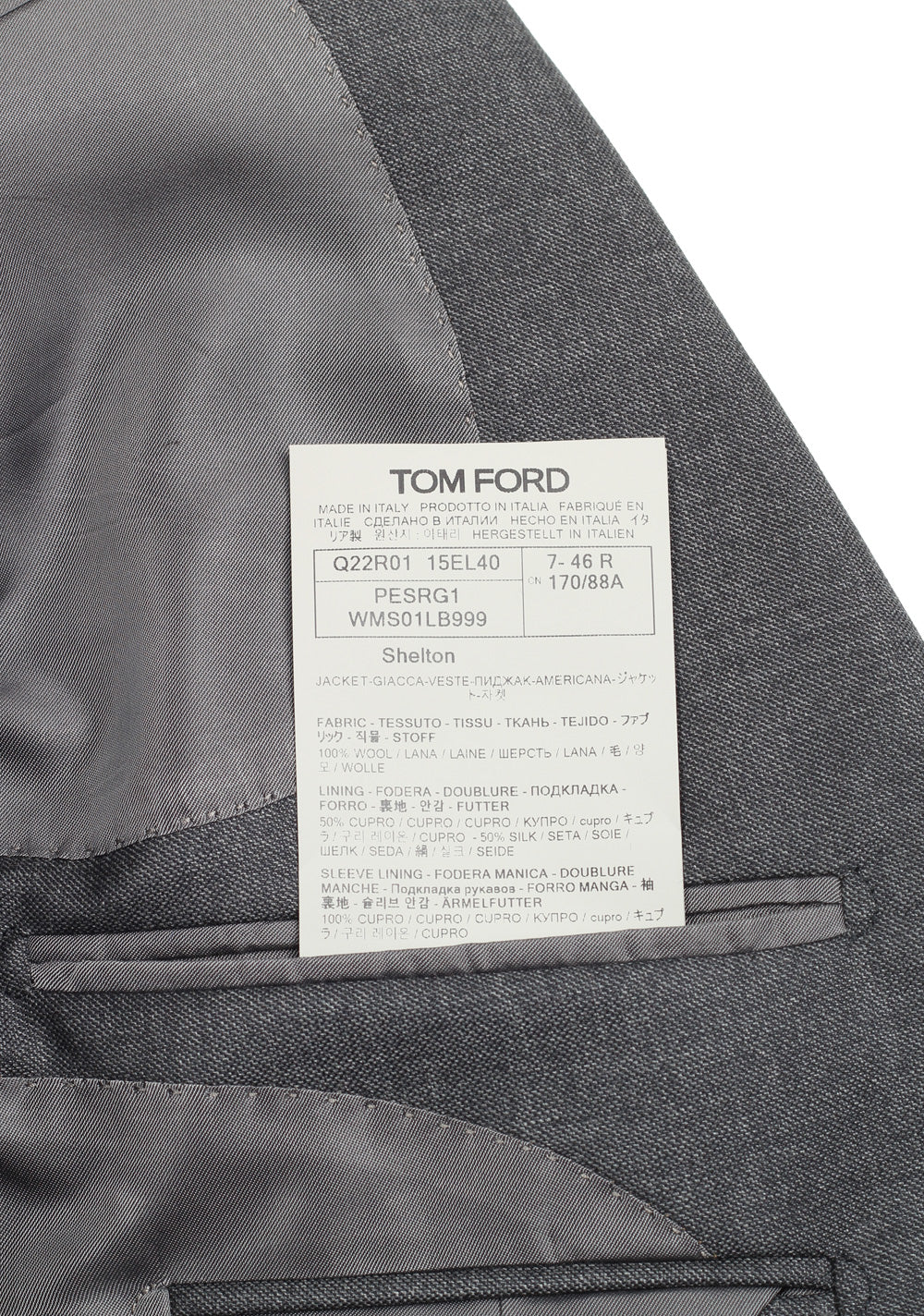 TOM FORD Shelton Gray Sport Coat Size 46 / 36R U.S.