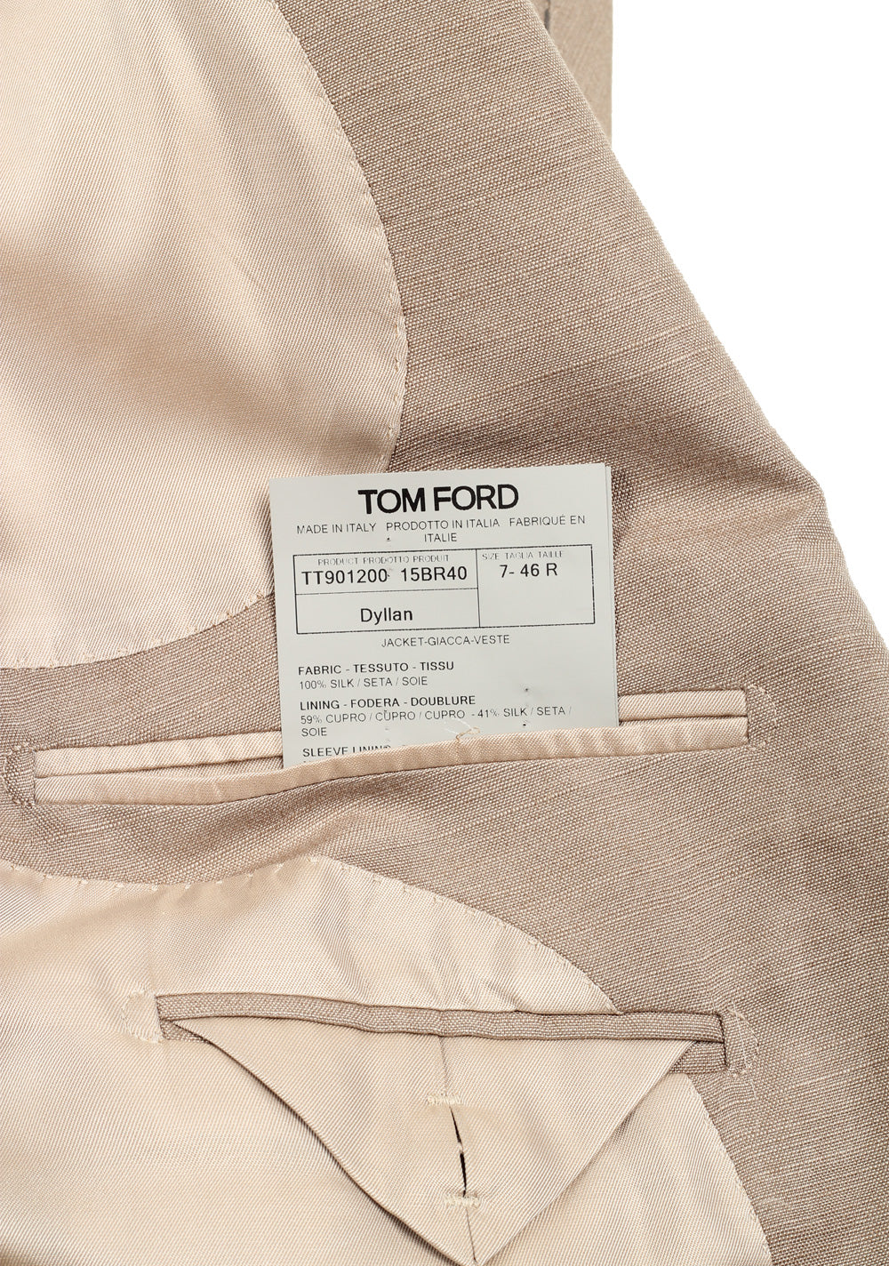 TOM FORD Dyllan Beige Sport Coat Size 46 / 36R U.S.