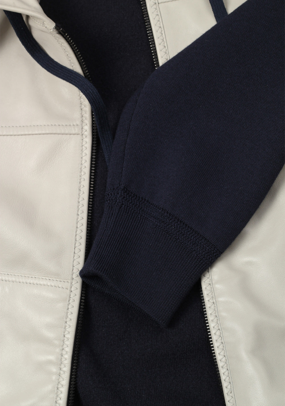 TOM FORD Blue Gray Leather Front Zipper Hoody Size 48 / 38R U.S. In Cashmere Blend
