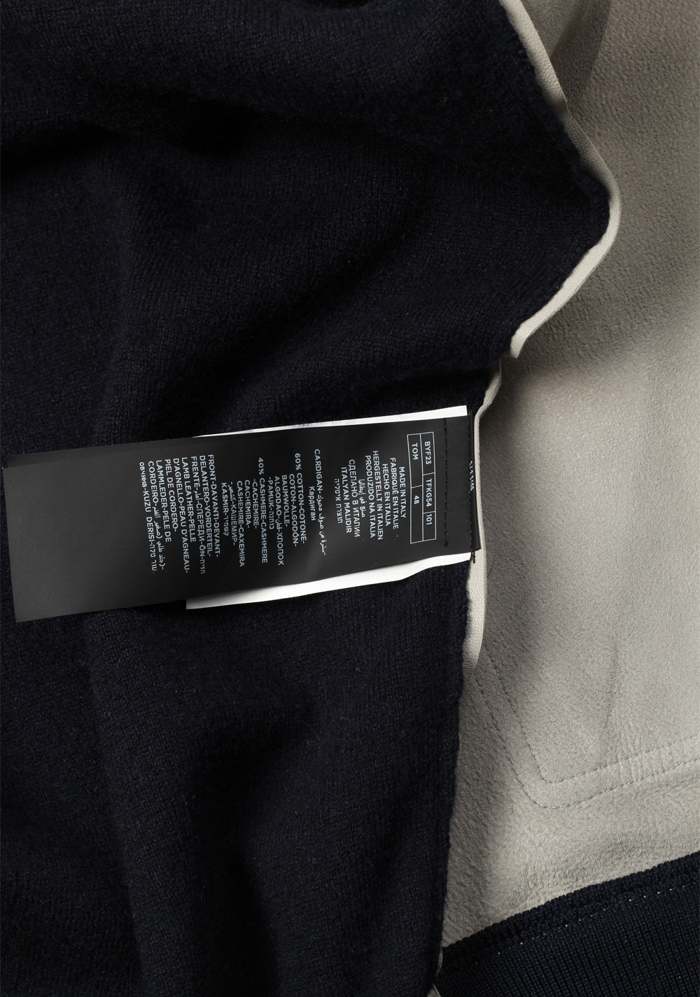 TOM FORD Blue Gray Leather Front Zipper Hoody Size 48 / 38R U.S. In Cashmere Blend
