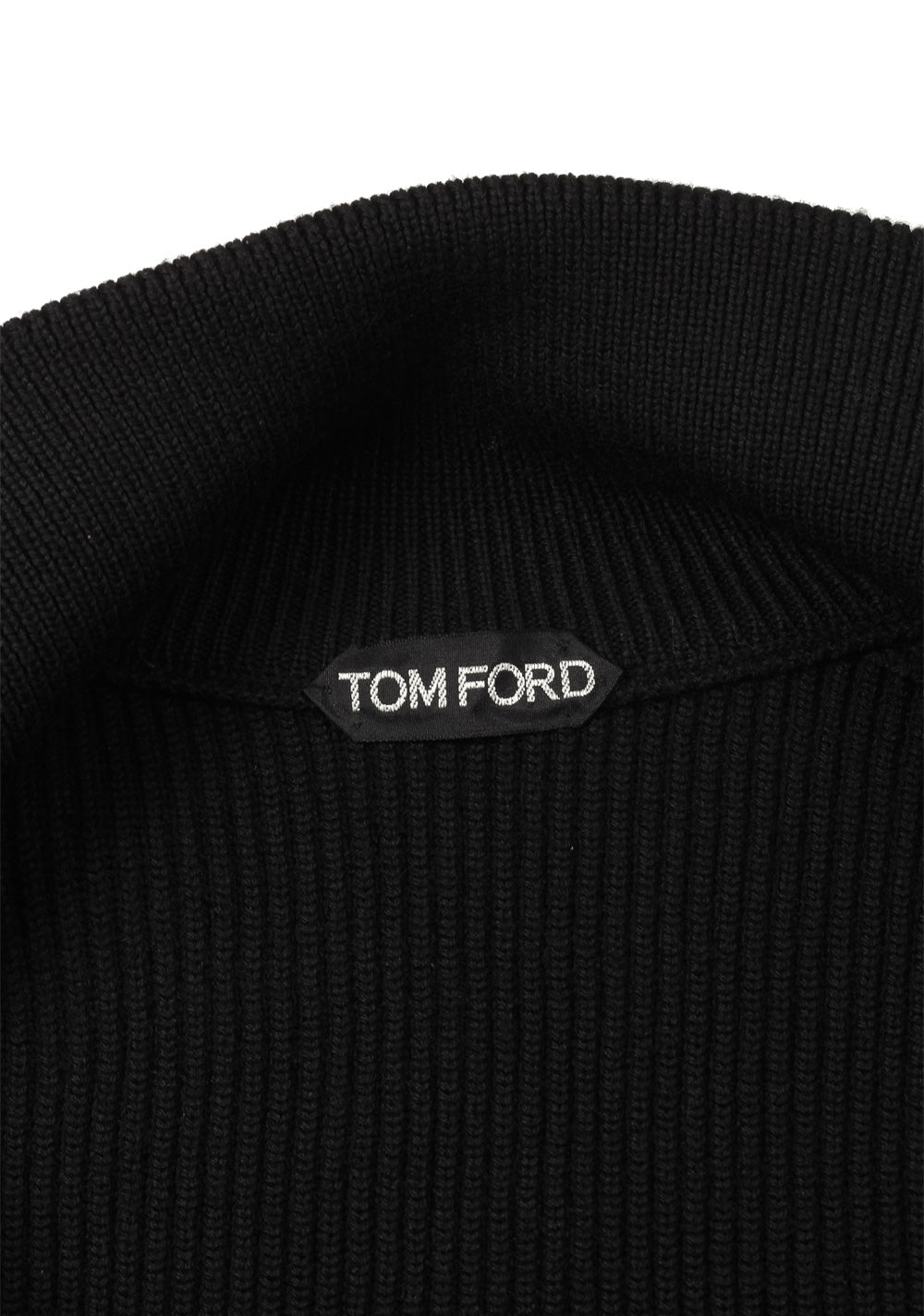 TOM FORD Black Leather Front Zipper Coat Sweater Size 48 / 38R U.S.