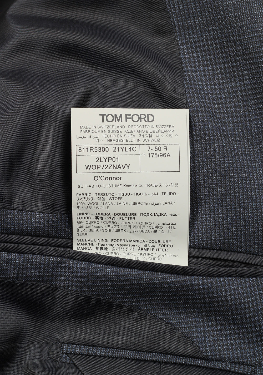 TOM FORD O'Connor Wool Checked Blue Suit