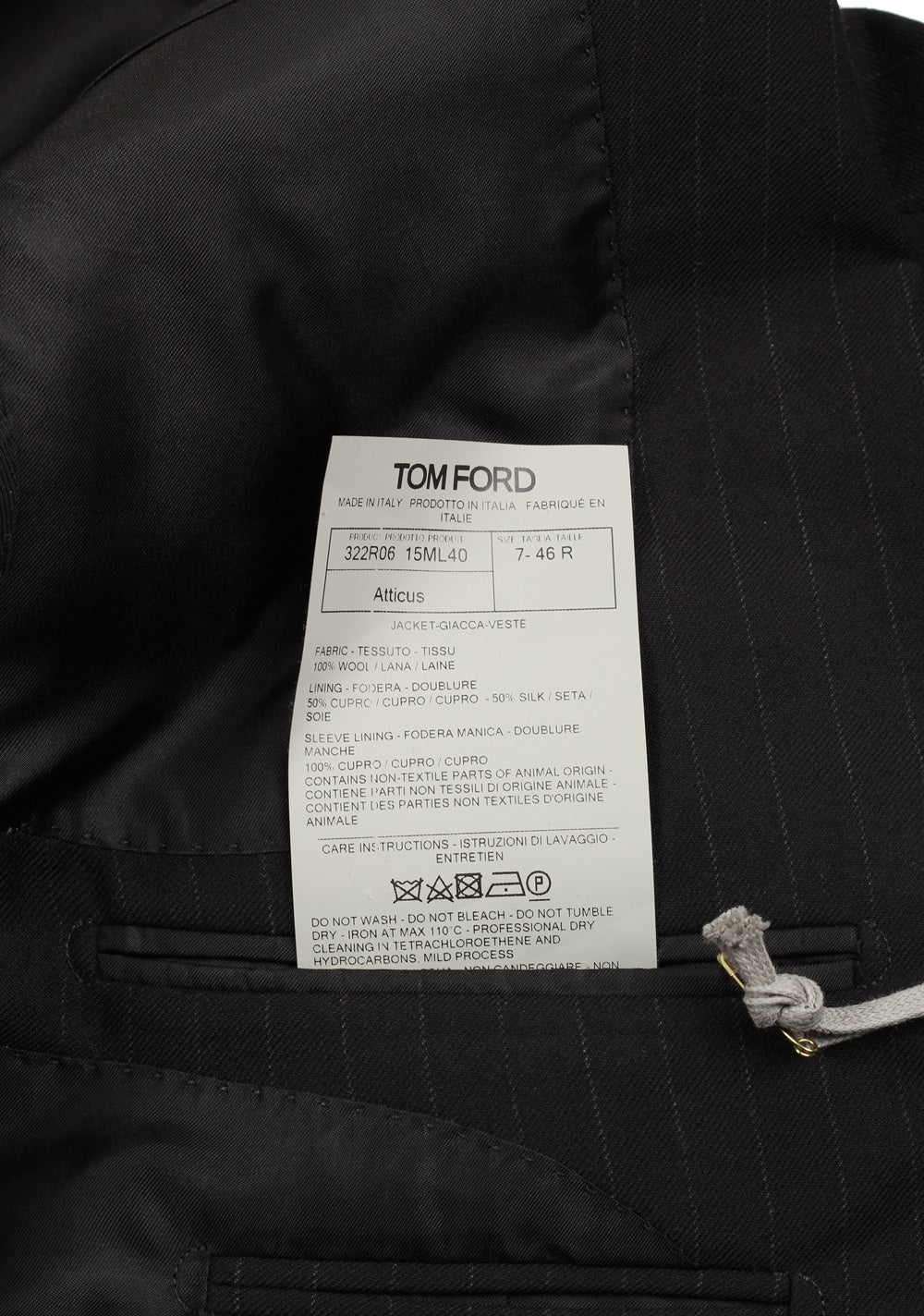 TOM FORD Atticus Gray Striped Suit Size 46 / 36R U.S.
