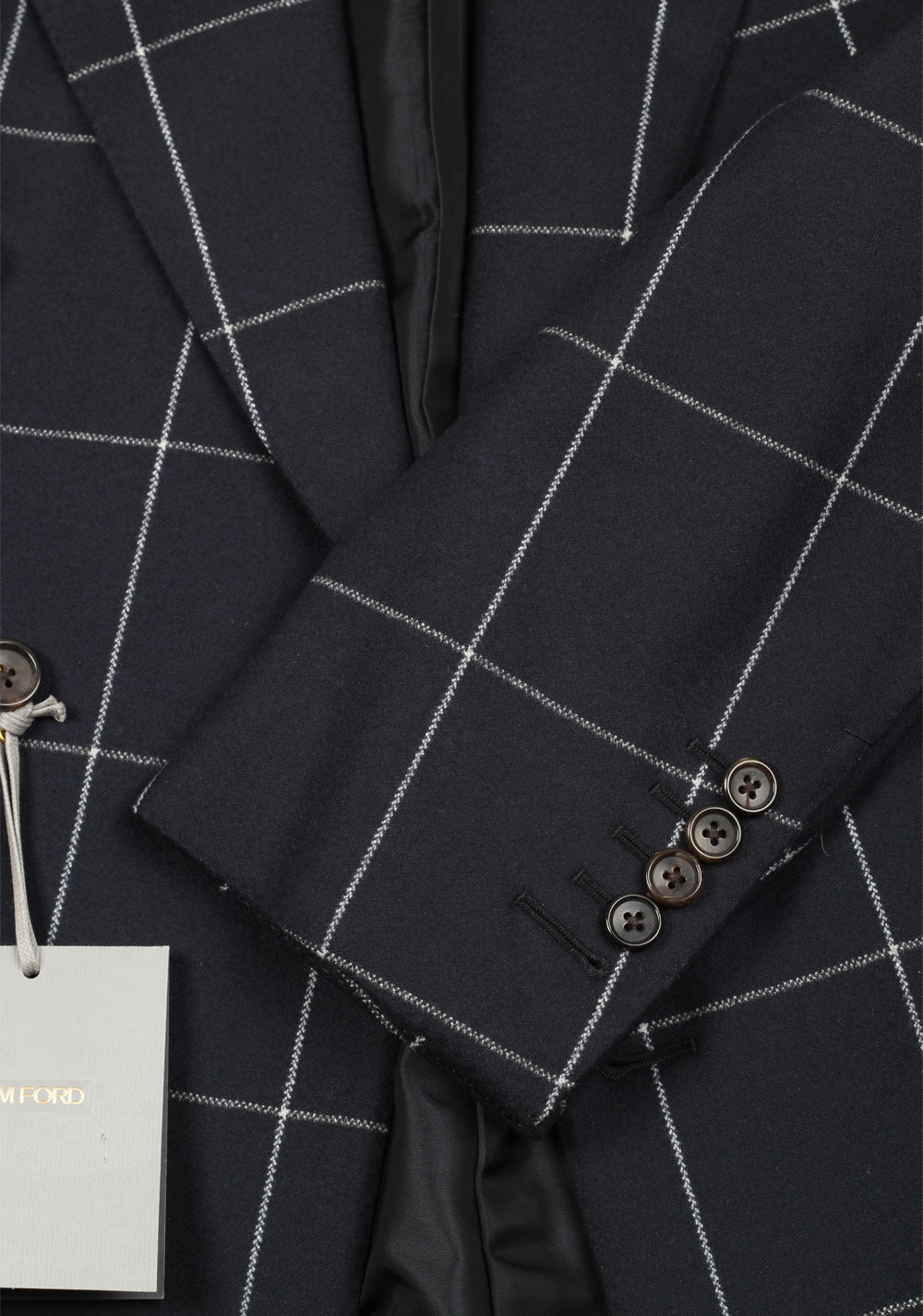 TOM FORD Buckingham Wool Checked Blue Suit Size 48 / 38R U.S.