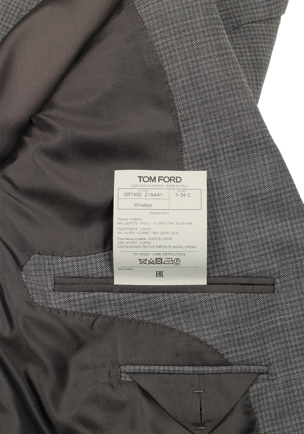 TOM FORD Windsor Gray Checked Suit Size 54S / 44S U.S.