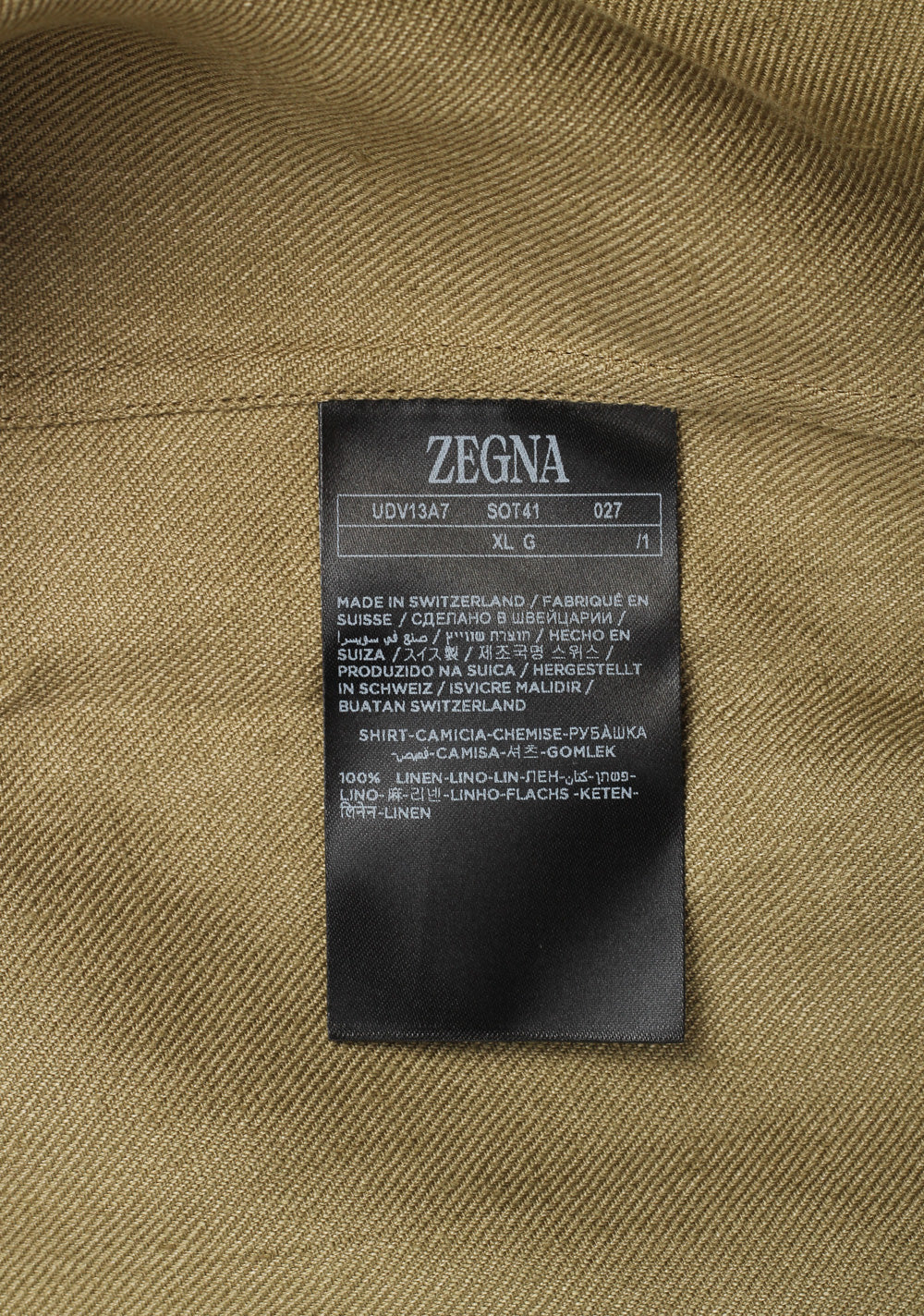 ZEGNA Oasi Lino Olive Green Overshirt