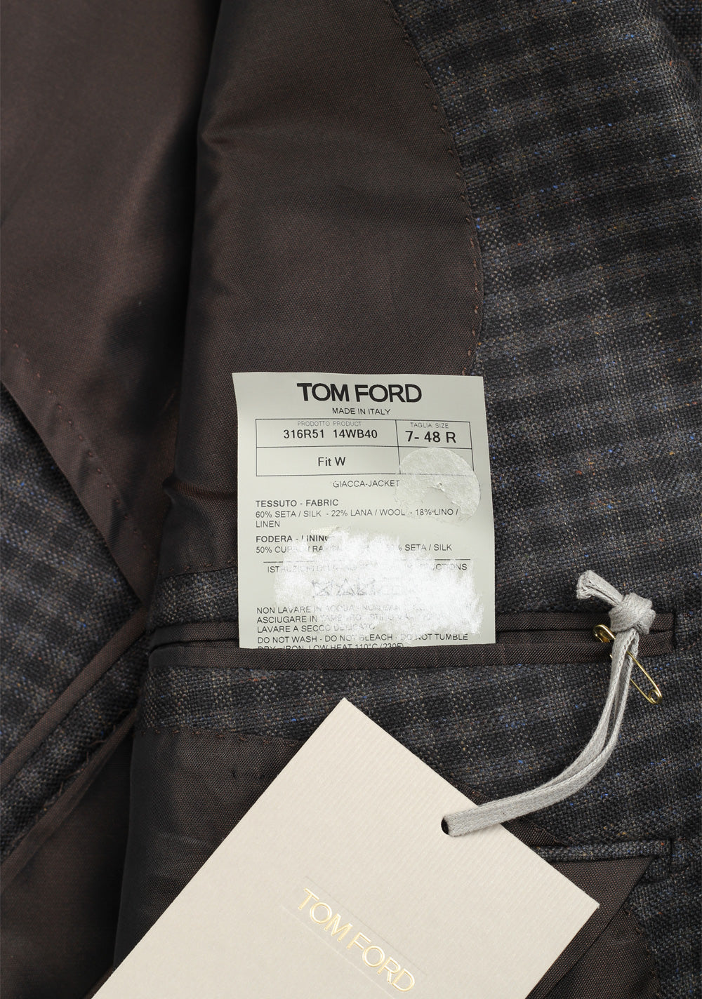 TOM FORD O'Connor Gray Checked Suit Size 48 / 38R U.S.