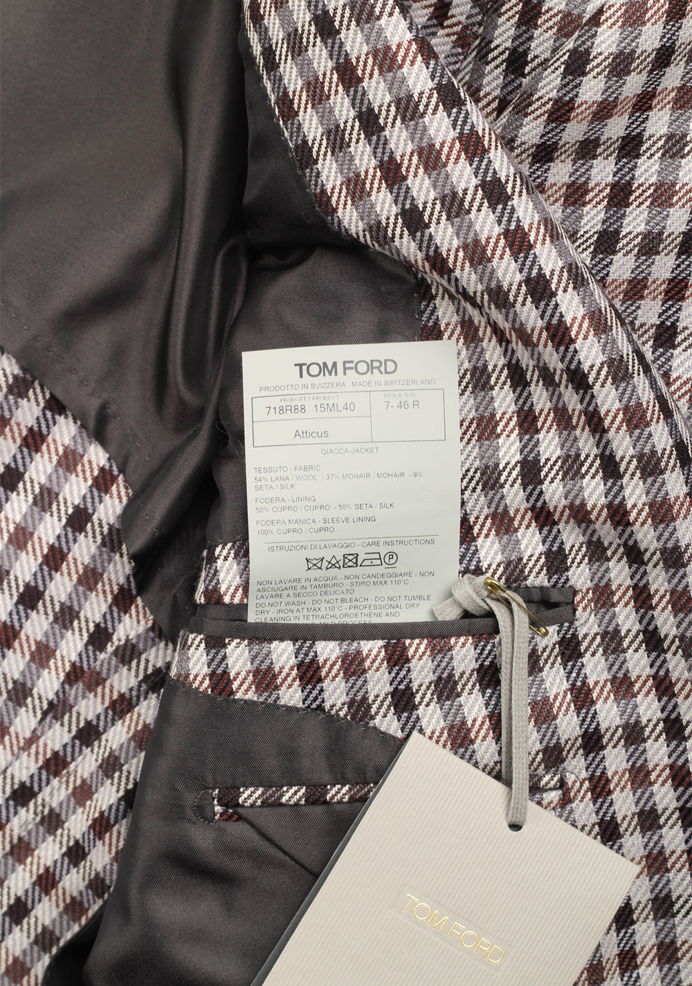 TOM FORD Atticus Brown Checked Suit Size 46 / 36R U.S.