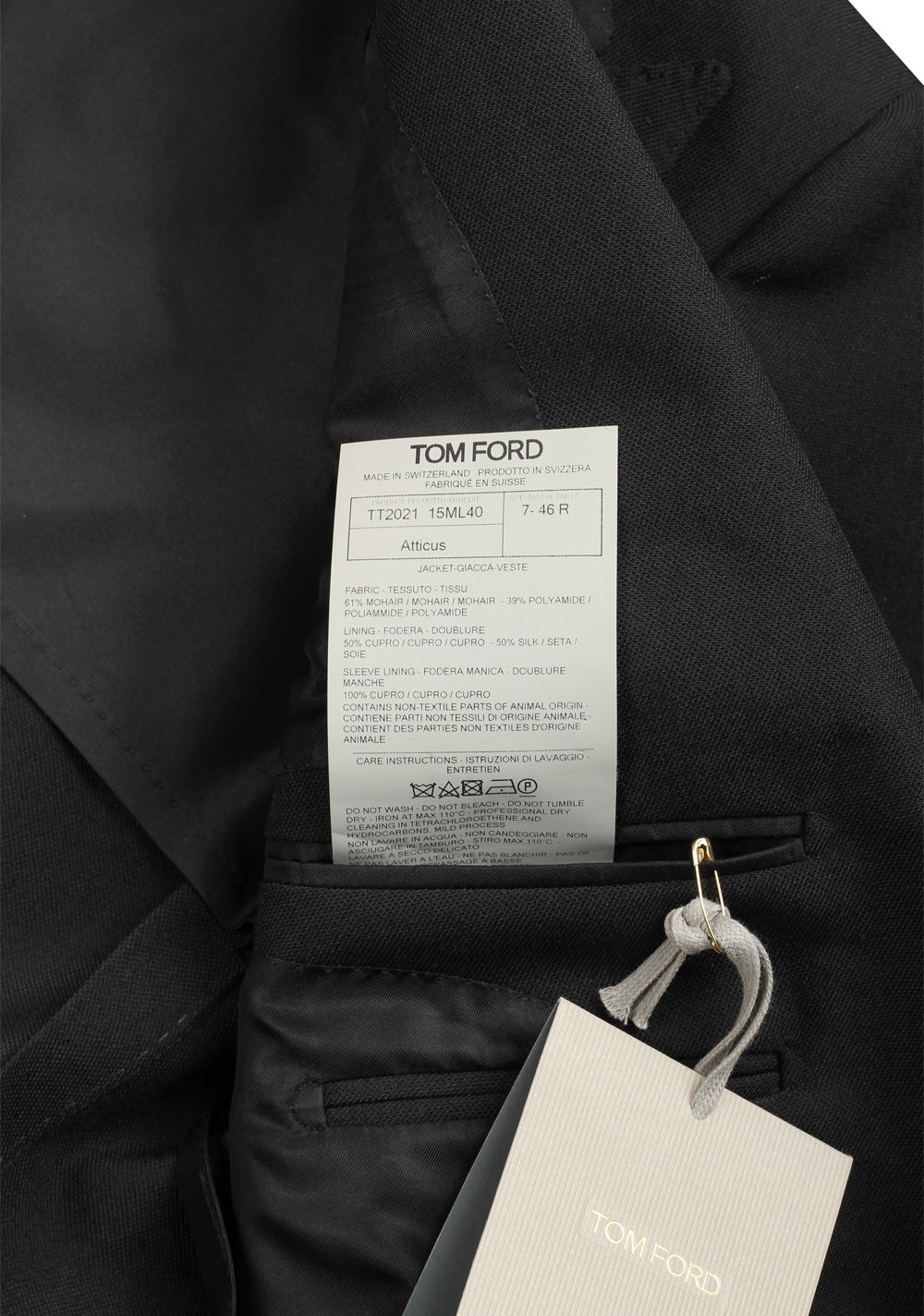 TOM FORD Atticus Black Suit Size 46 / 36R U.S.