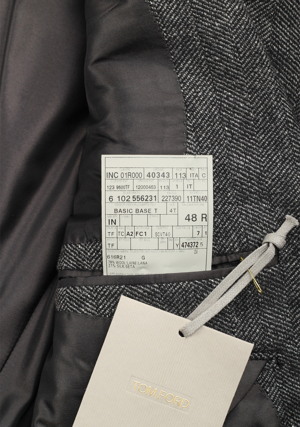 TOM FORD Wetherby Solid Gray Sport Coat Size 48 / 38R U.S. Base T
