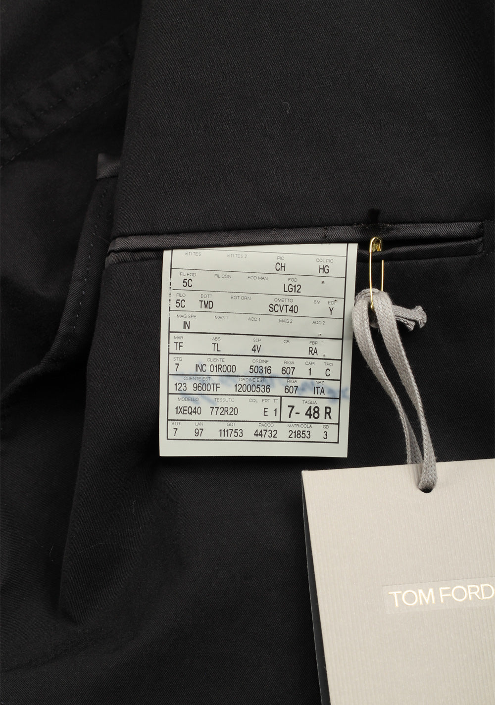 TOM FORD Black Sport Coat Size 48 / 38R U.S. In Cotton
