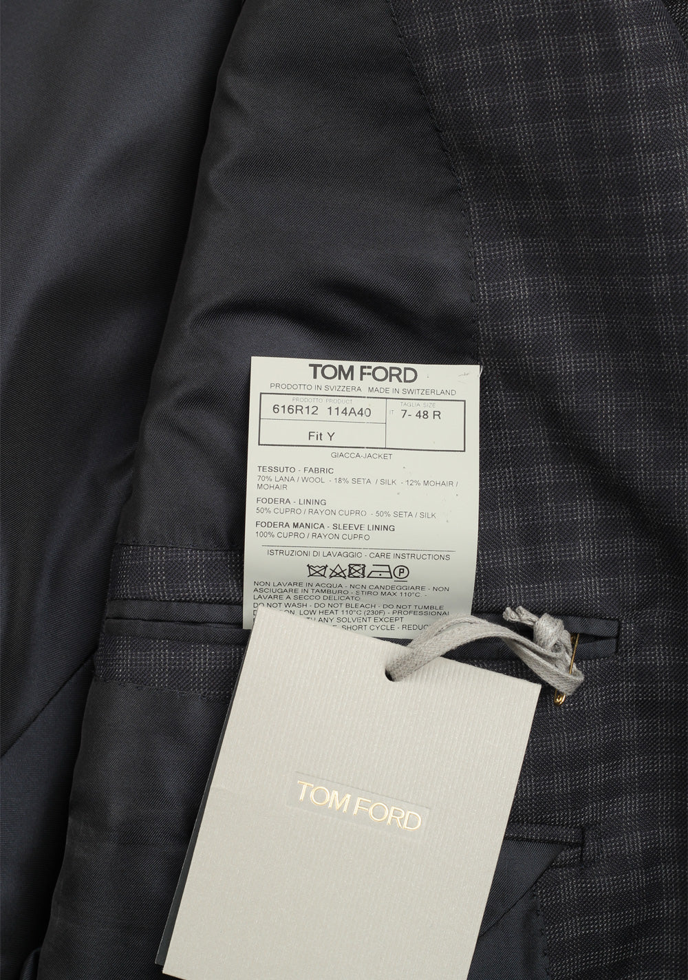 TOM FORD O'Connor Checked Blue Sport Coat Size 48 / 38R U.S. Fit Y