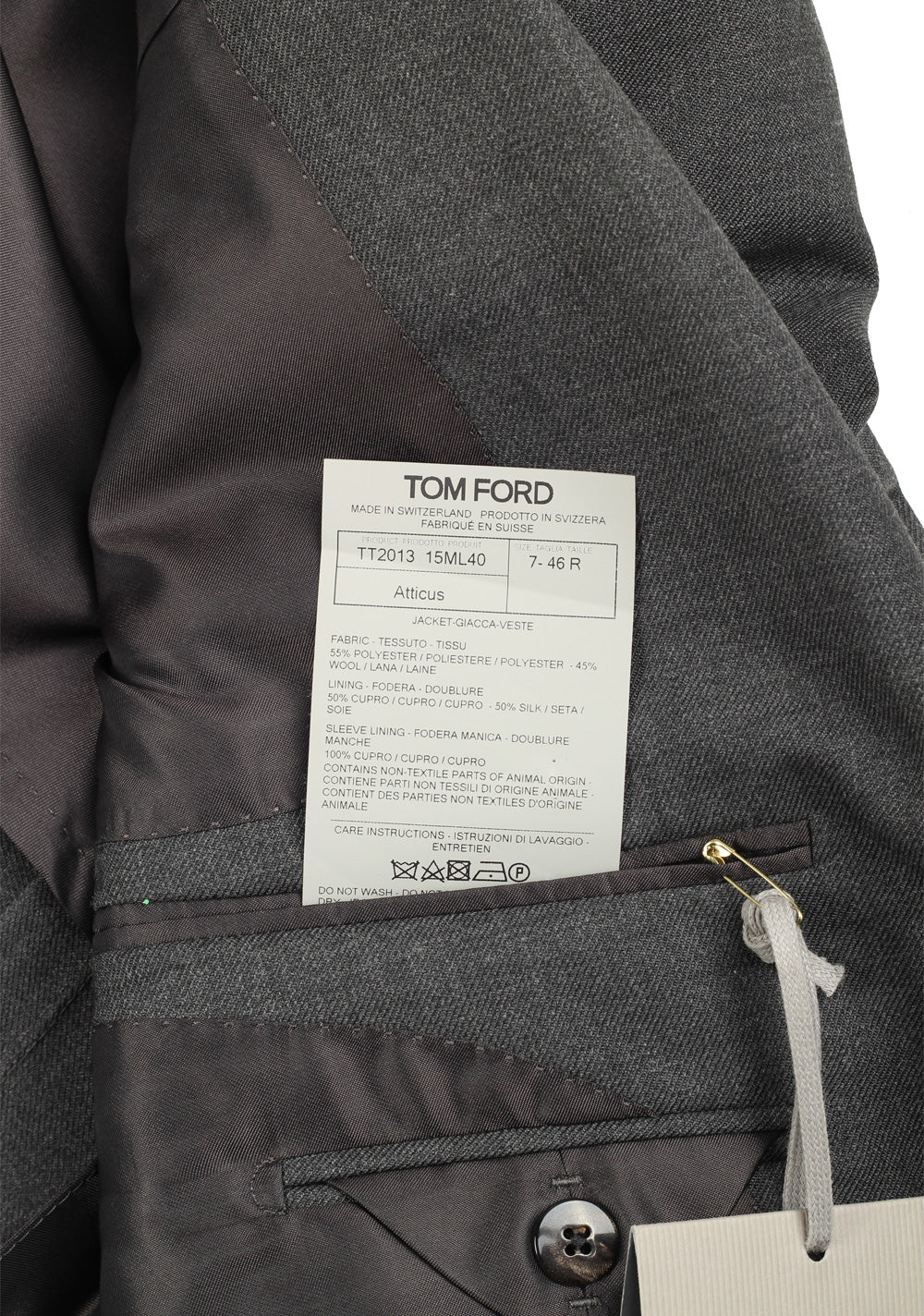 TOM FORD Atticus Gray Sport Coat Size 46 / 36R U.S.