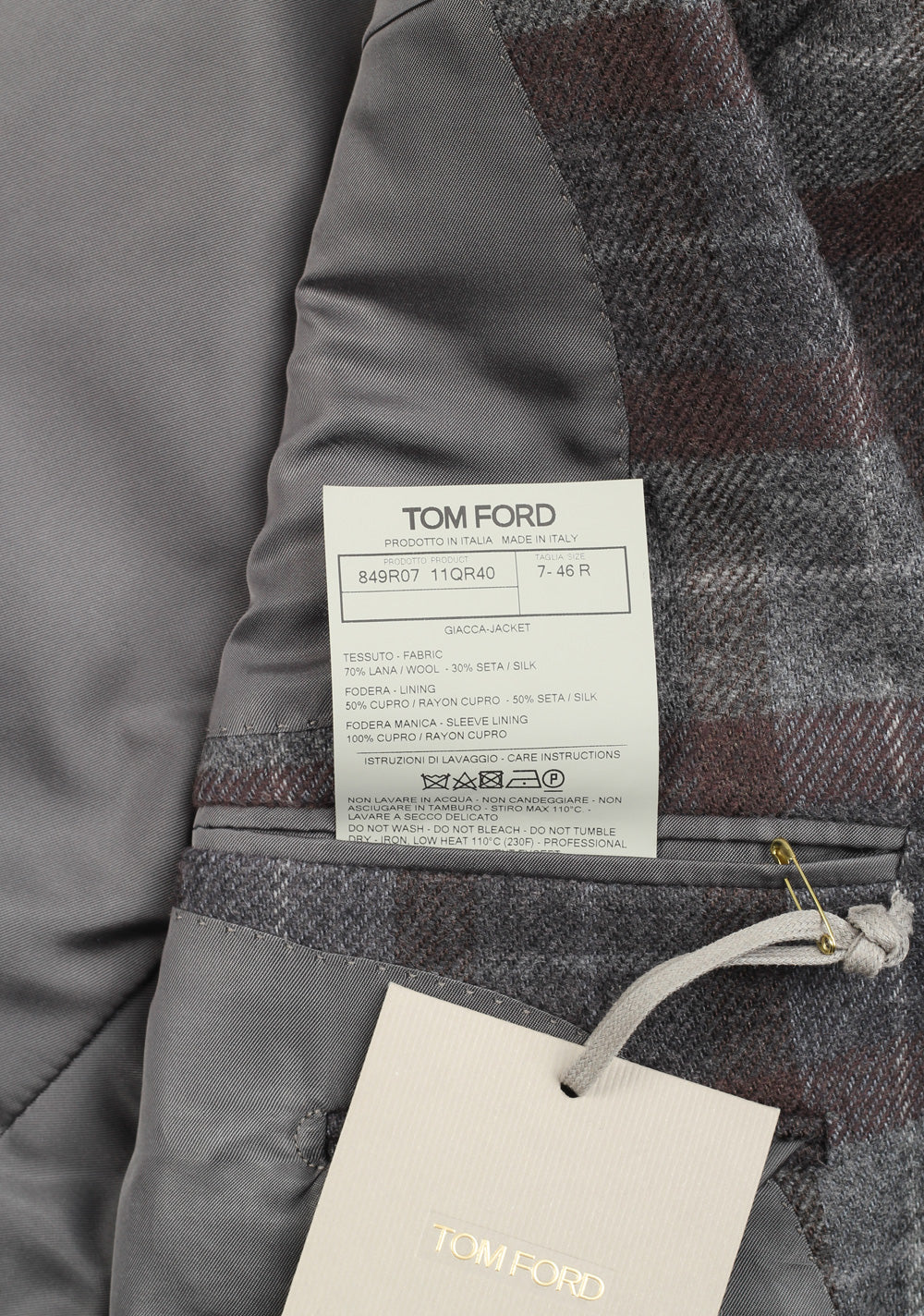 TOM FORD Atticus Gray Checked Sport Coat Size 46 / 36R U.S.