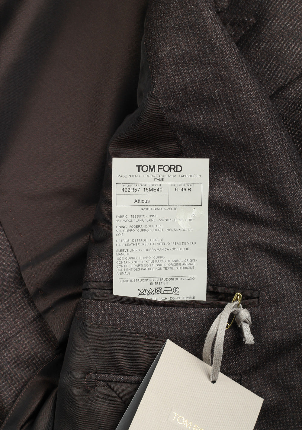 TOM FORD Atticus Brown Checked Sport Coat Size 46 / 36R U.S.