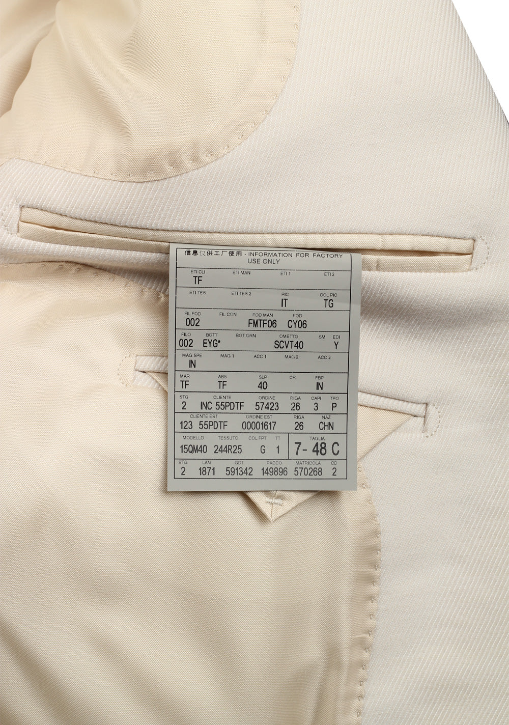 TOM FORD Atticus Double Breasted Off White Sport Coat